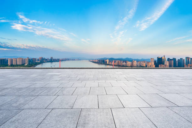 istock Empty floor and city skyline in hangzhou 1093888782