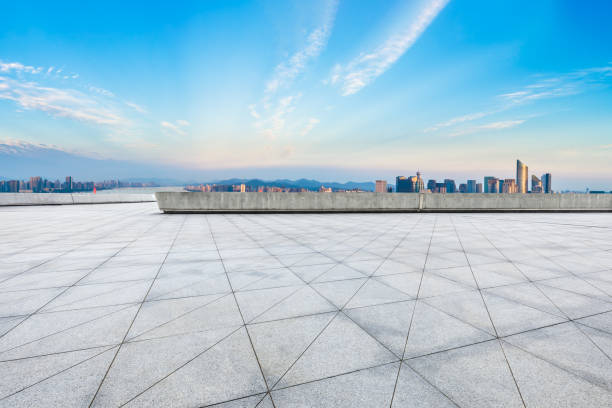 istock Empty floor and city skyline in hangzhou 1093888812