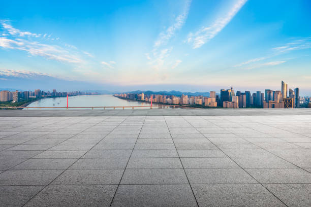 istock Empty floor and city skyline in hangzhou 1093888820