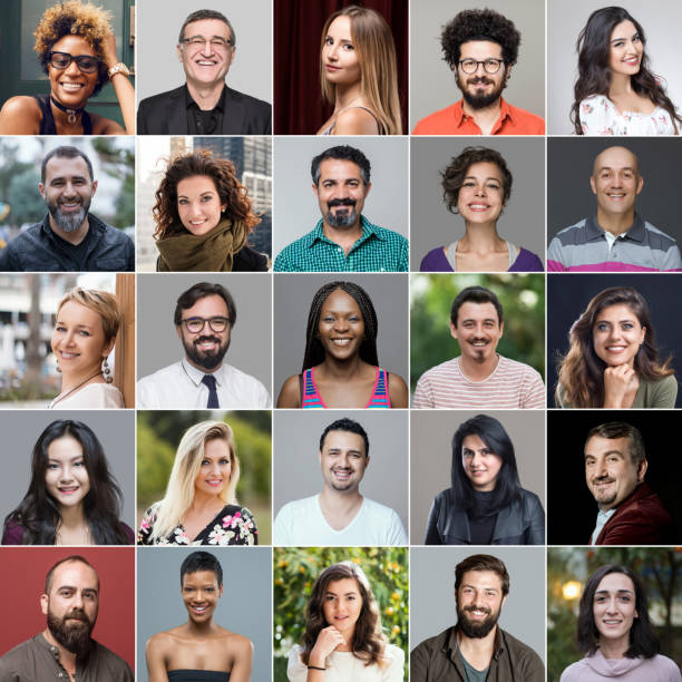 Headshots Of Multi-Ethnic Group Headshot portraits of diverse smiling people multiple image photos stock pictures, royalty-free photos & images