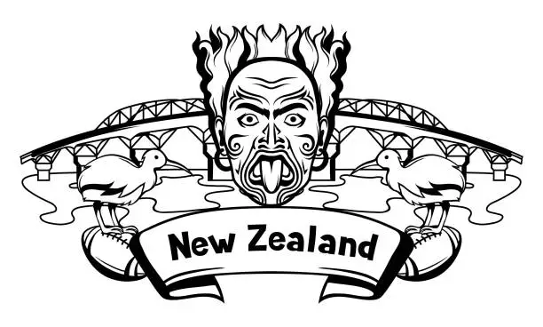 Vector illustration of New Zealand print design.