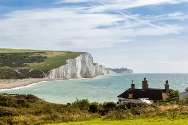 Beautiful landscape of Seven Sisters Cliffs in Sussex, England