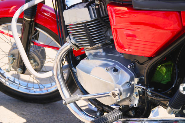 istock Chrome engine block at the old classic motorcycle 1093898440