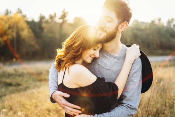 istock Pretty young romantic couple spend time together outdoor. 1093900778