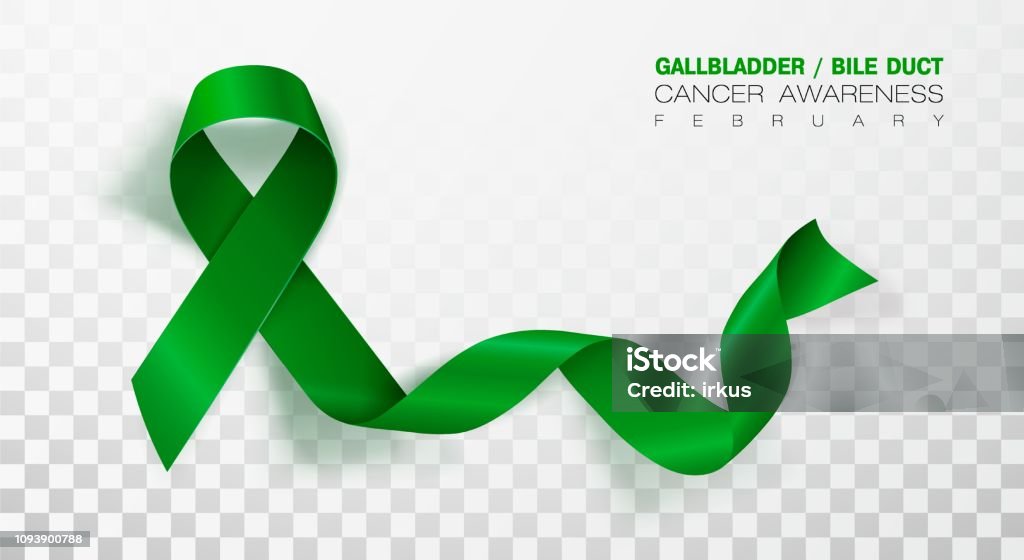 Gallbladder and Bile Duct Cancer Awareness Month. Realistic Kelly Green ribbon symbol. Medical Design. Vector Illustration. Gallbladder and Bile Duct Cancer Awareness Month. Realistic Kelly Green ribbon symbol. Vector Illustration. Medical Design. Ribbon - Sewing Item stock vector