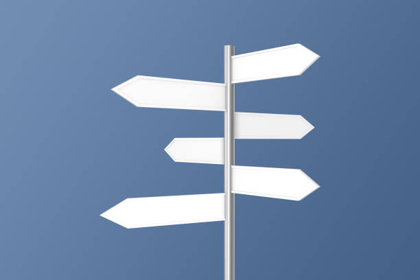 Signpost directional sign blank clear sky background