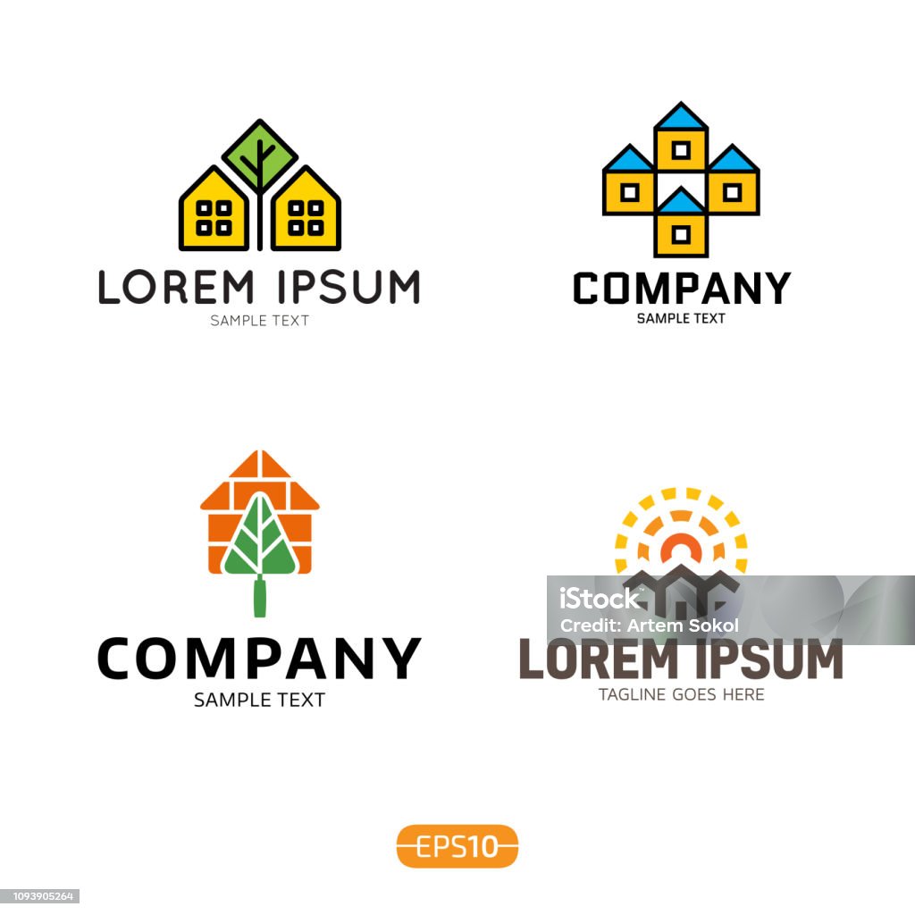 House Complex Logo House Logo Vector Template Set Stock Illustration - Download Image Now ...