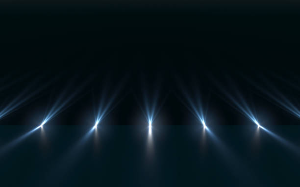 istock Background of empty dark podium with pink and purple lights 1093907314