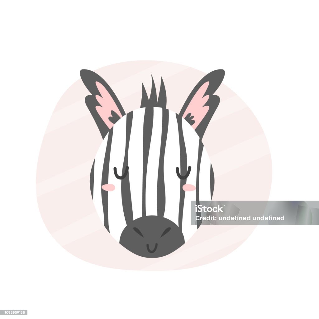 Zebra hand drawn face. Vector character. Zebra hand drawn face. Vector character. For Baby shower cards, invitations, kids apparel Adventure stock vector