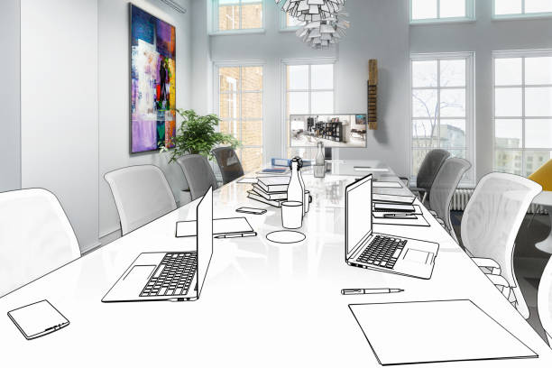 istock Inside the meeting room (Sketch) - 3d illustration 1093909562