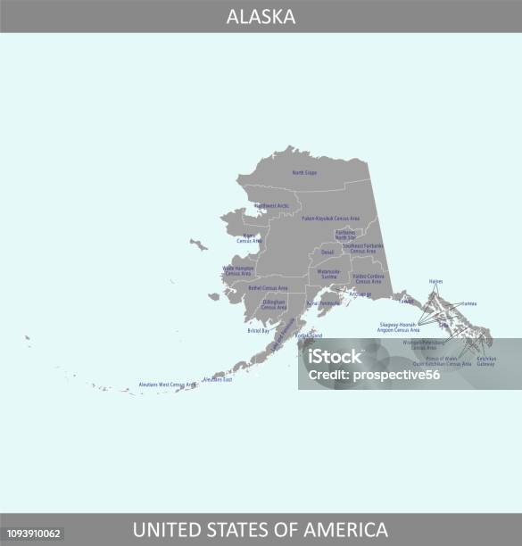 Alaska County Map Vector Outline Gray Background Counties Map Of Alaska State Of Usa In A Creative Design Stock Illustration - Download Image Now