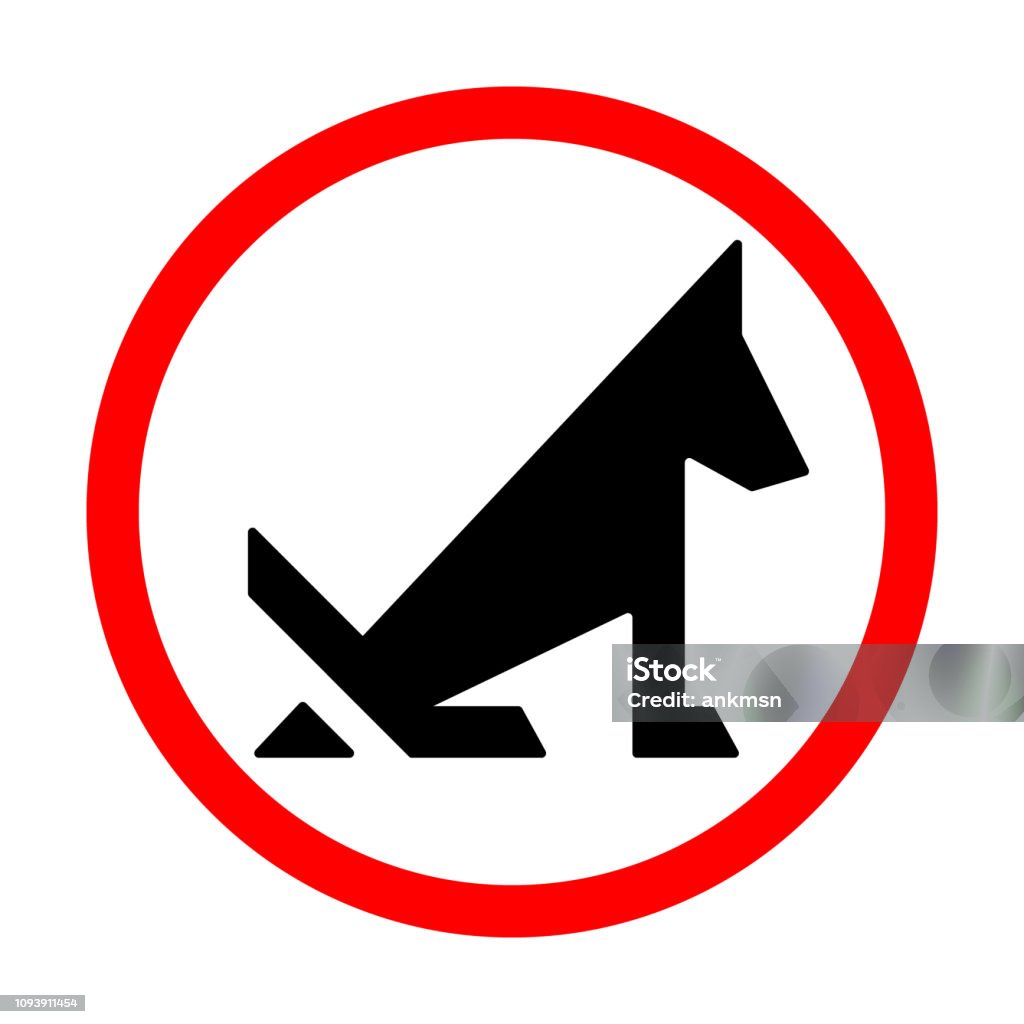 No dog pooping prohibition sign isolated on white No dog pooping prohibition sign isolated on white. Vector illustration. Animal stock vector