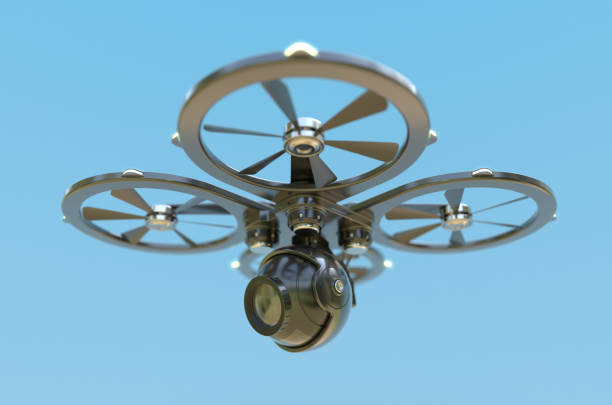 Quadcopter drone flying in the air