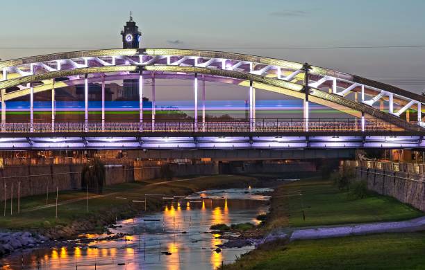 istock Bridge acros river Ostravice in Ostrava in the evening 1093917004