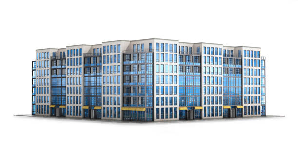 istock Modern European residential complex. Isolated on white background. 3d illustration 1093917636