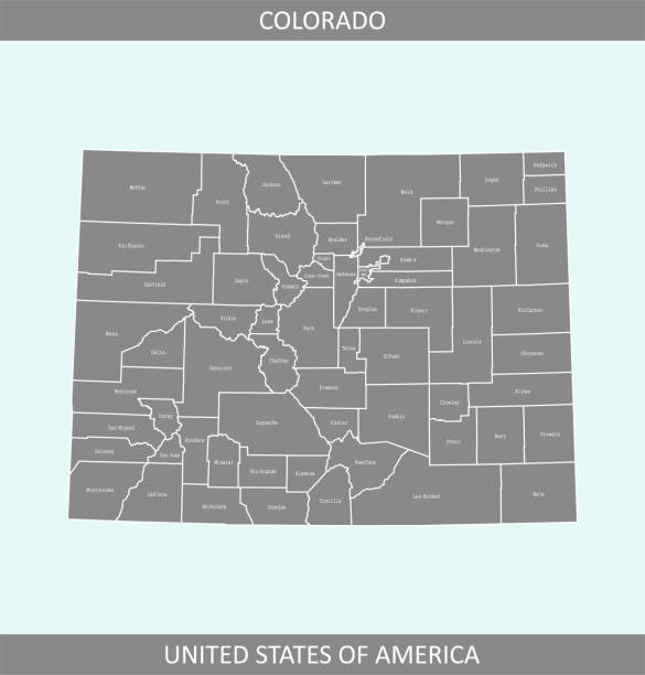 colorado county map vector outline szary tło. mapa stanu stan usa w kolorado w kreatywnym projekcie - map cartography washington dc tennessee stock illustrations