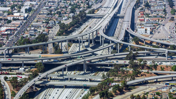 istock Aerial view of highway intersection 1093921536