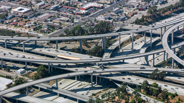 istock Aerial view of highway intersection 1093921566