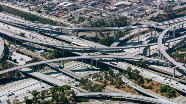 istock Aerial view of highway intersection 1093921574