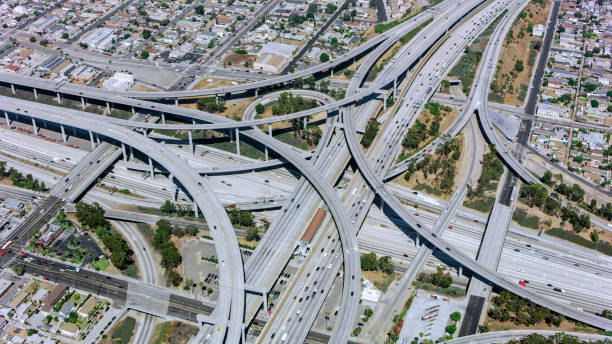 istock Aerial view of highway intersection 1093921578