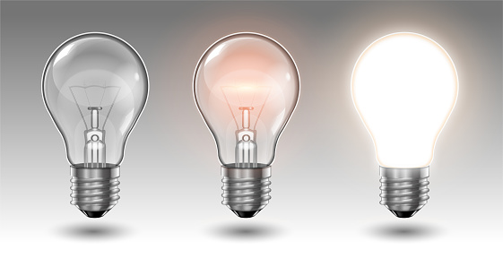 Three Invisible Light Three Transparent Light Bulbs One Of Which Is Off While The Others Are ...