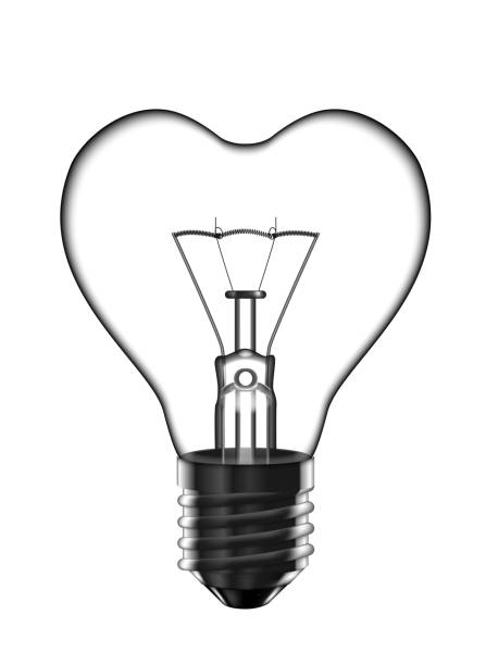 istock Transparent light bulb in the shape of a heart on a white background. Highly realistic illustration. 1093921952