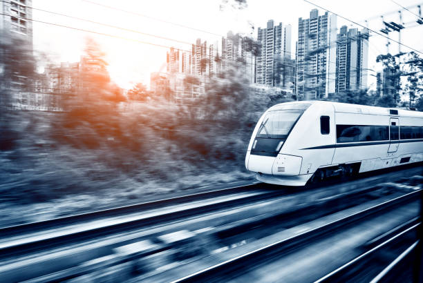 istock High speed train driving in the city 1093925702