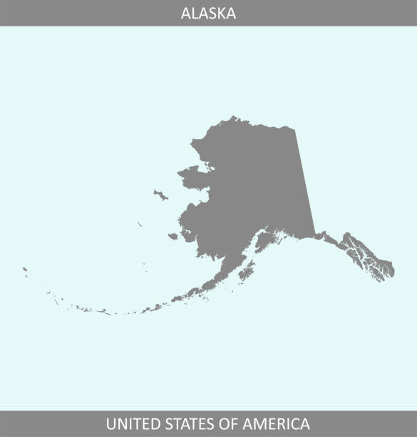 alaska karte vektor umriss grauen hintergrund, ein zustand von vereinigte staaten von amerika - alaska stock-grafiken, -clipart, -cartoons und -symbole