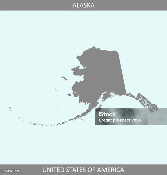 Alaska Map Vector Outline Gray Background A State Of United States Of America Stock Illustration - Download Image Now