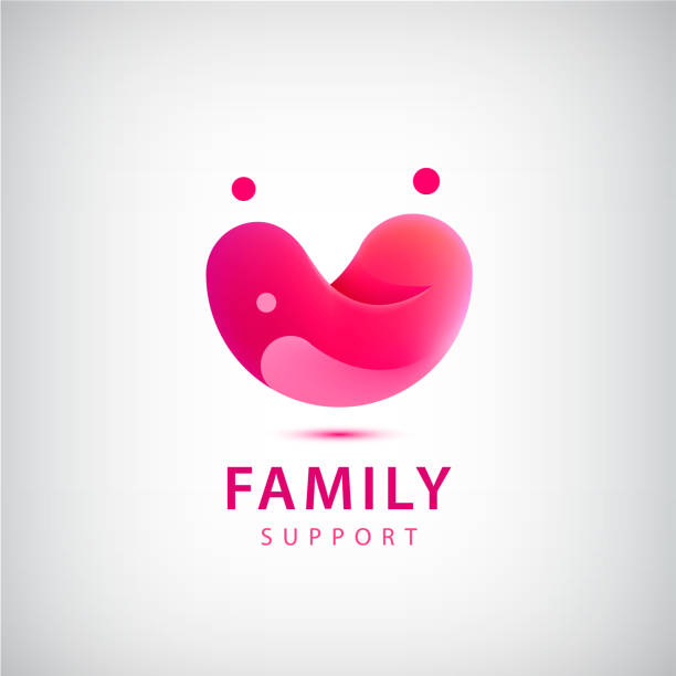 Vector family charity, red heart and people icon isolated. Vector family charity, red heart and people icon isolated. Love, support concept baby heart rate stock illustrations