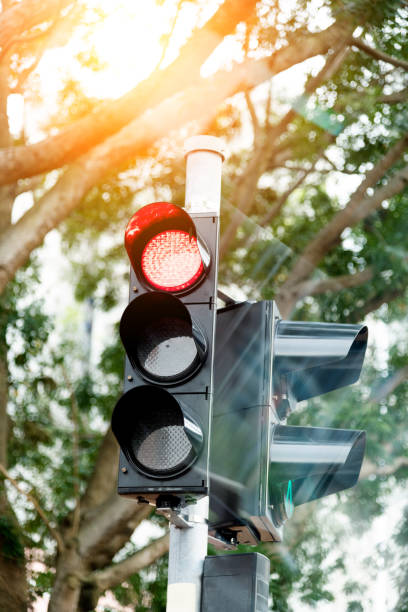istock Red traffic light outside the window 1093929118