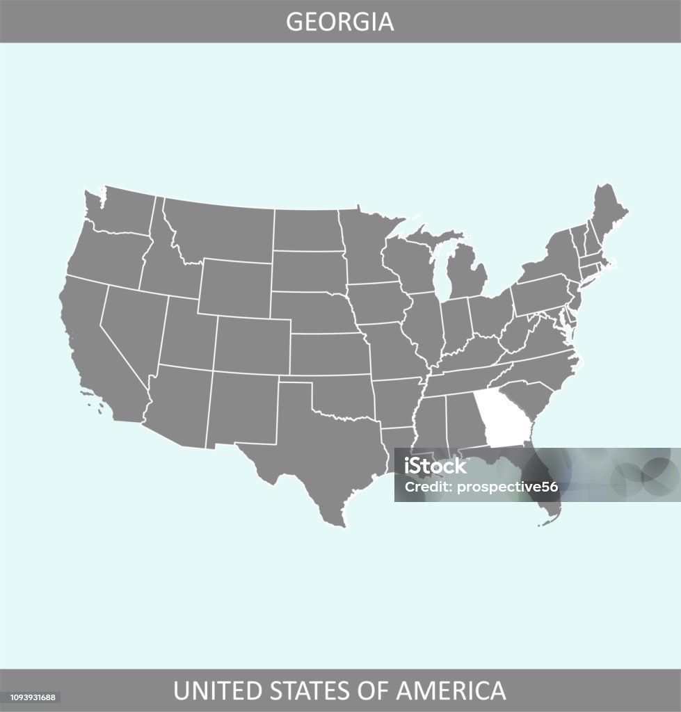 USA map vector outline illustration with highlighted state of Georgia in a creative graphic design The map is accurately prepared by a map expert. Accuracy stock vector