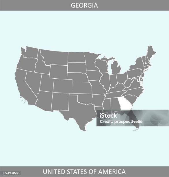 Usa Map Vector Outline Illustration With Highlighted State Of Georgia In A Creative Graphic Design Stock Illustration - Download Image Now