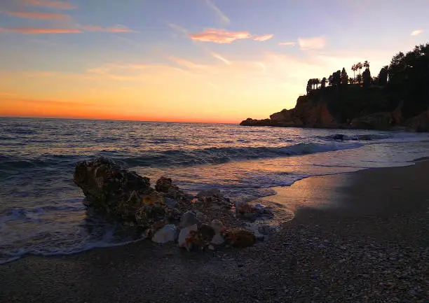 Sunset on the beach from Nerja