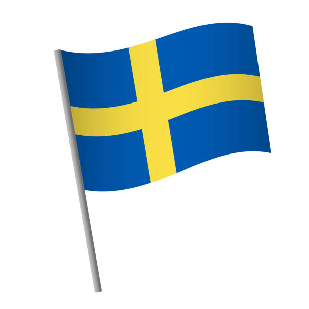 Sweden flag icon. Sweden flag icon. National flag of Sweden on a pole vector illustration. sweden flag stock illustrations