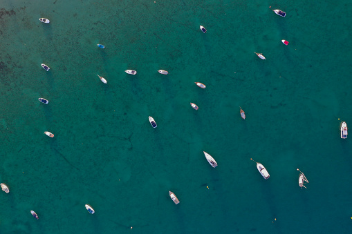 Aerial photograph of boats in Sorrento on the Mornington Peninsula, Victoria.