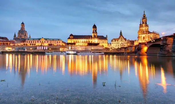 Photo of Dresden, Germany old town skyline on the Elbe River.