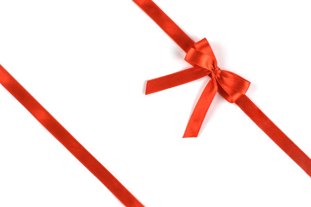 istock Shiny red silk ribbon on white background. 1093966448