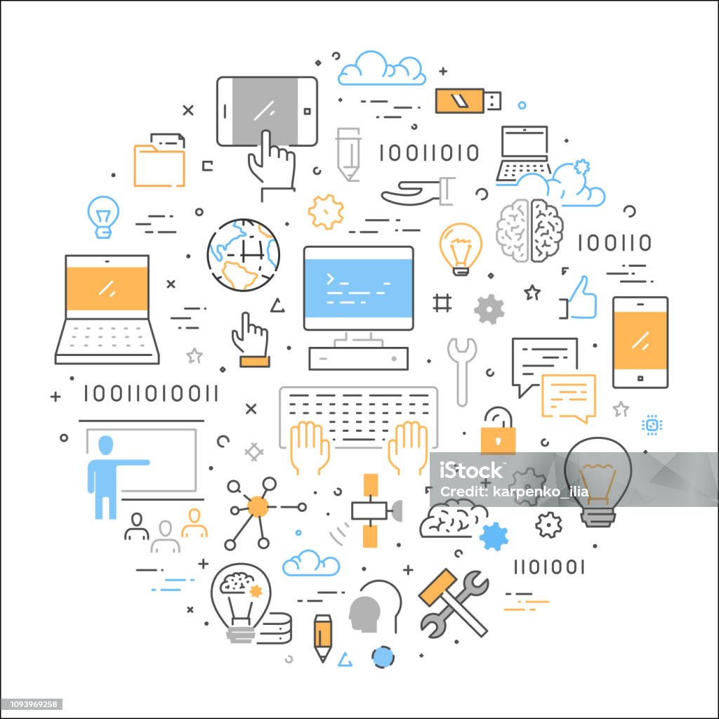 Vector Linear Web Concept Computer Science Stock Illustration ...