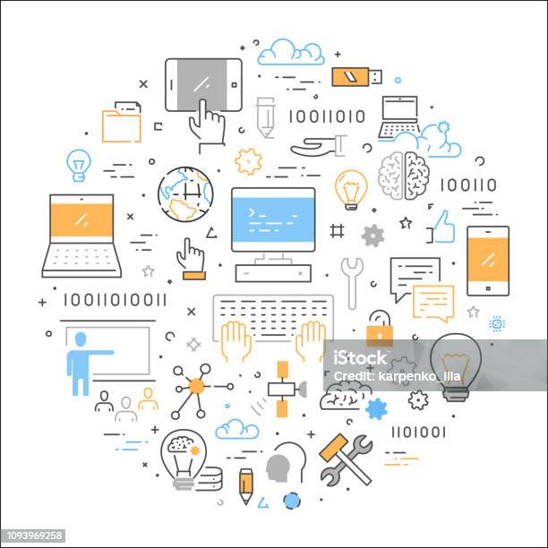 Web Computer Science Vector Linear Web Concept Computer Science Stock Illustration ...