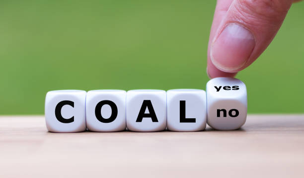 istock Using coal for energy? Hand flips a dice and changes the word 