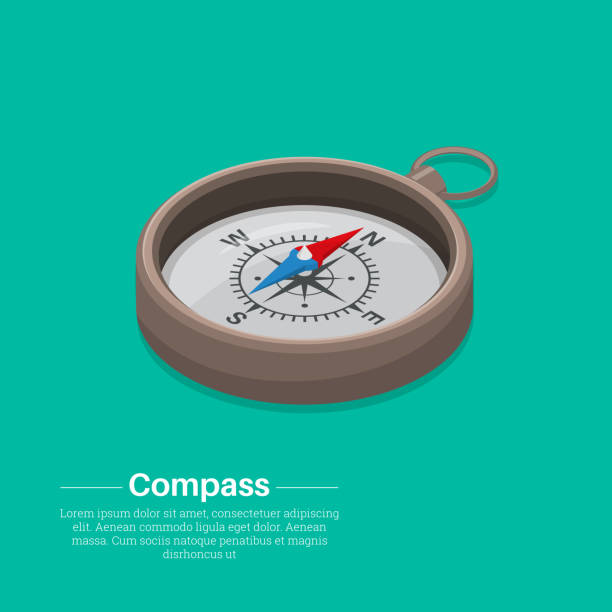 ilustrações de stock, clip art, desenhos animados e ícones de isometric compass - compass symbol direction guide