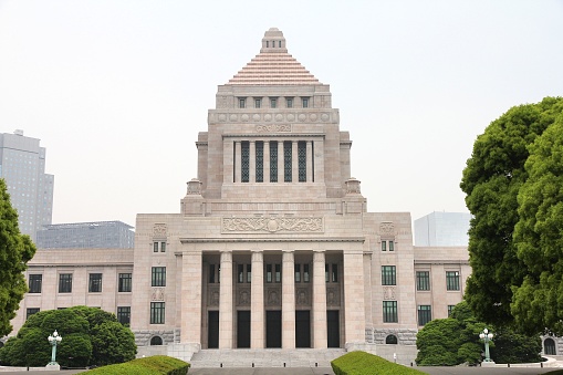 National Diet Building in Nagatacho, Chiyoda-ku, Tokyo city, Japan. Bicameral legislature of Japan.