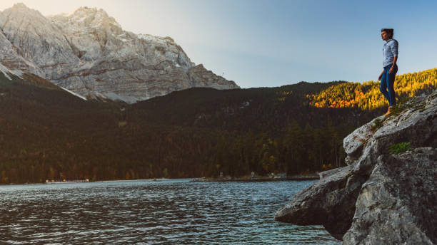 되 고 호수 eibsee, 독일에서 자연과 하나 - zugspitze mountain bavaria lake mountain 뉴스 사진 이미지