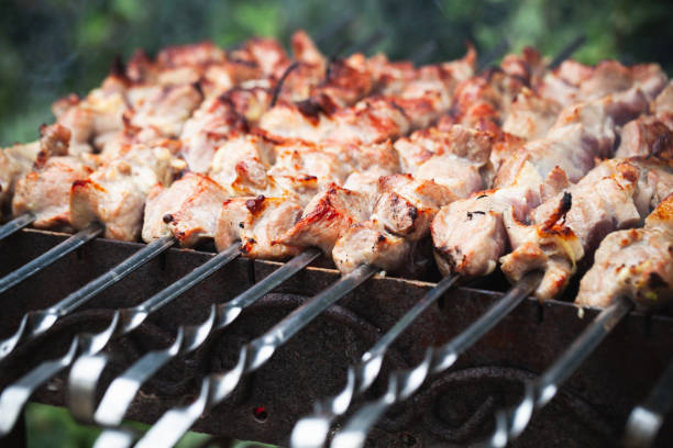 istock Pork shashlik preparing on coals, outdoor cooking 1093981642