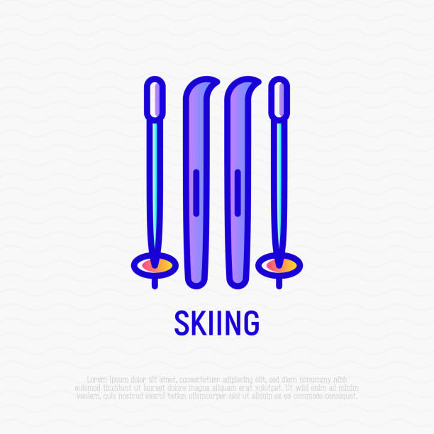 istock Skiing thin line icon. Modern vector illustration of winter sport equipment. 1093982966