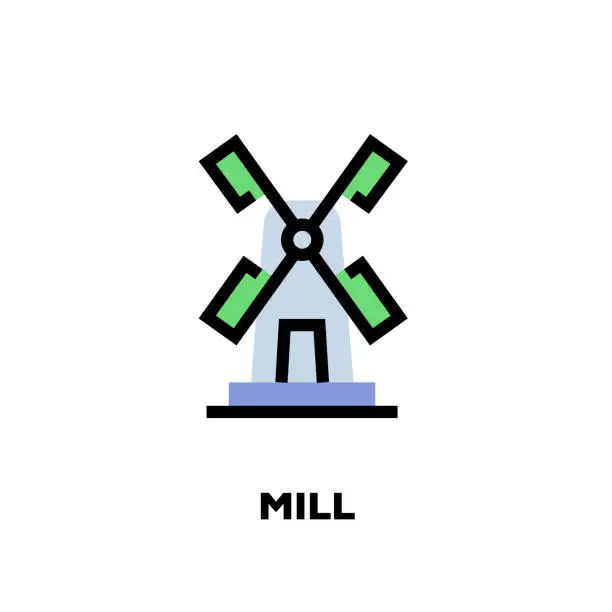 Vector illustration of Mill Line Icon