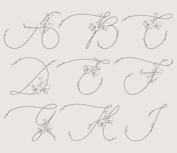 Vektor handgemalte florale Monogramme und logos – Vektorgrafik