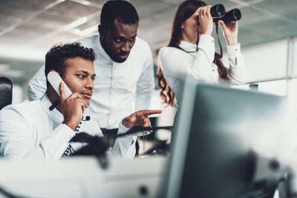 istock Group of air dispatchers working on navigate board 1093988098