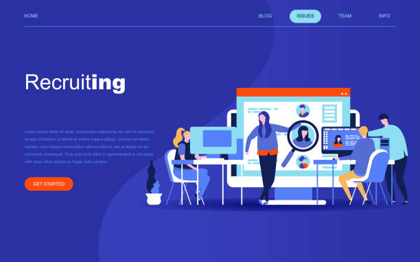 ilustrações de stock, clip art, desenhos animados e ícones de modern flat design concept of business recruiting for website and mobile website development. landing page template. - classified ad internet advertisement marketing